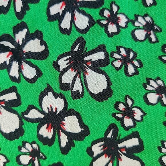 Topshop Green Tie Neck Short Sleeve Floral Top sz 2 - Picture 9 of 12
